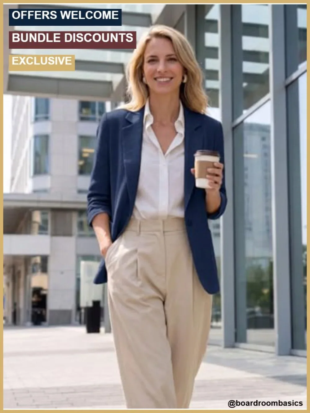 Linen Blend Business Casual Blazer with 3/4 Ruched Sleeves